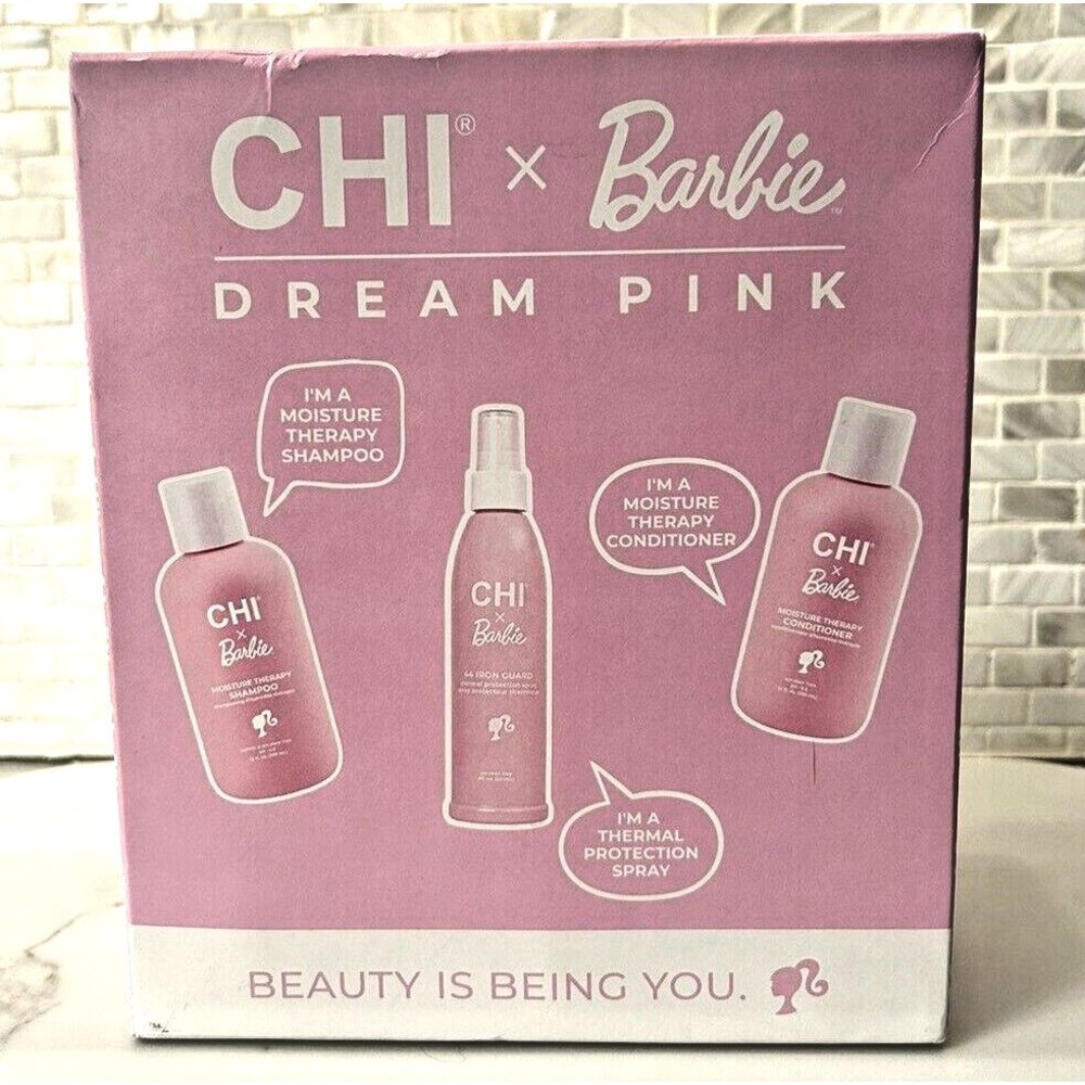 CHI x Barbie Dream Pink Boxed Set Shampoo, Conditioner & Thermal Spray - NEW